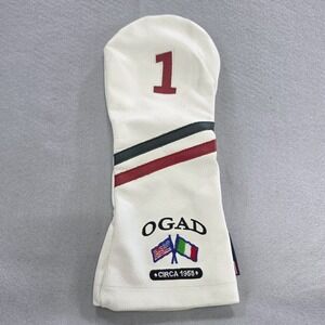 Stitch Golf Leather Driver Headcover Preppy Classic White Red Stripe OGAD